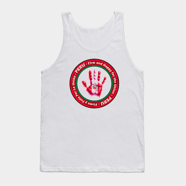 Peruvian Pride Handprint Flag with Peru Country Motto Tank Top by Sambastyles